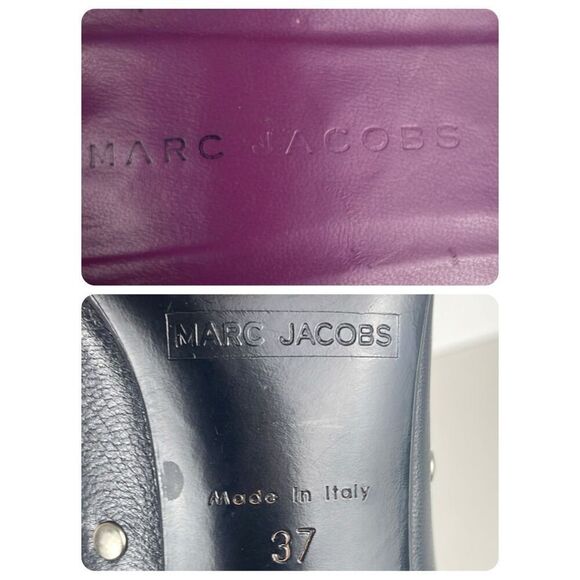 Marc Jacobs Rounded Toe Silver Stud Embellished Heels 37 Black - Picture 8 of 10